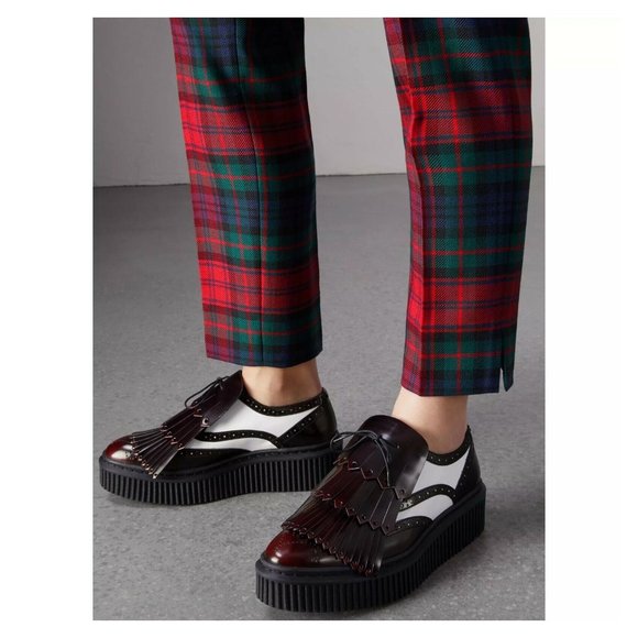 $1400 Burberry KILTIE Two Tone Brogue Leather Chelsam Lace Up Platform 36 (SE13) - Picture 2 of 11